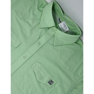 NEW Huk Diamond Back Short Sleeve‎ Snap Down Shirt Men's Medium Green Patina NWT
